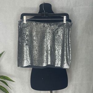 Haute Hippie gray sequin mini skirt